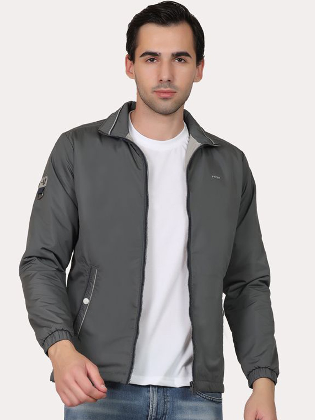 

Spirit Men Spread Collar Solid Casual Tailored Jacket, Grey