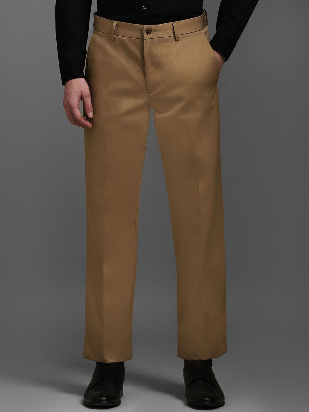

Louis Philippe Men Cotton Regular Fit Trousers, Khaki