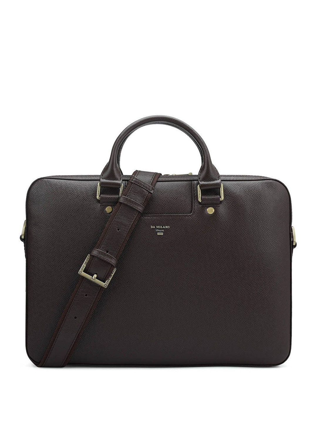 

Da Milano Unisex Textured Leather Formal Padded Laptop Sleeve, Brown