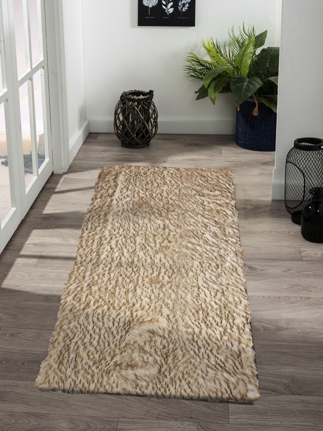 

OBSESSIONS Brown and Yellow Abstract Printed Acrylic Floor Runner