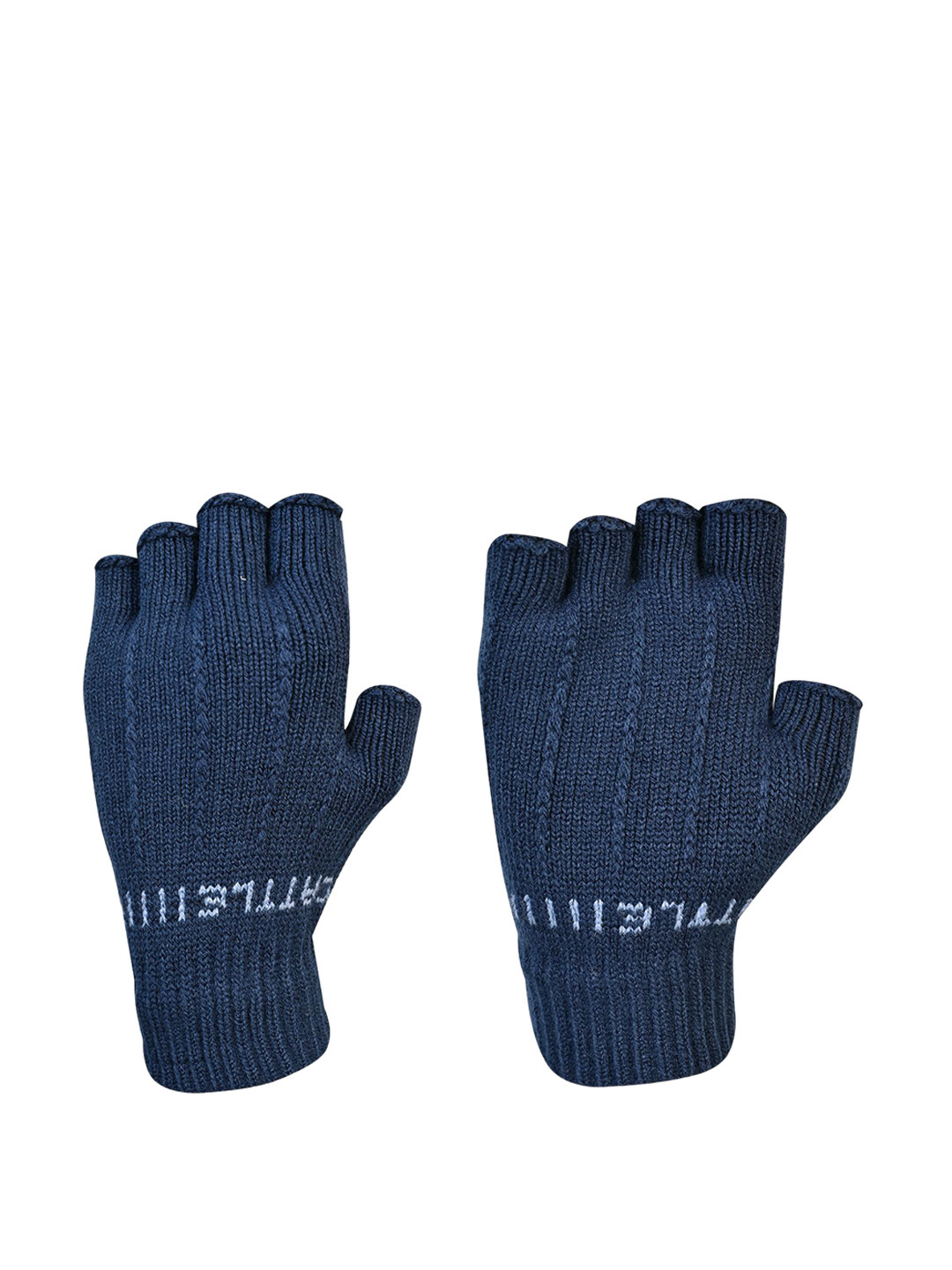 

LOOM LEGACY Men Patterned Fingerless Gloves, Navy blue