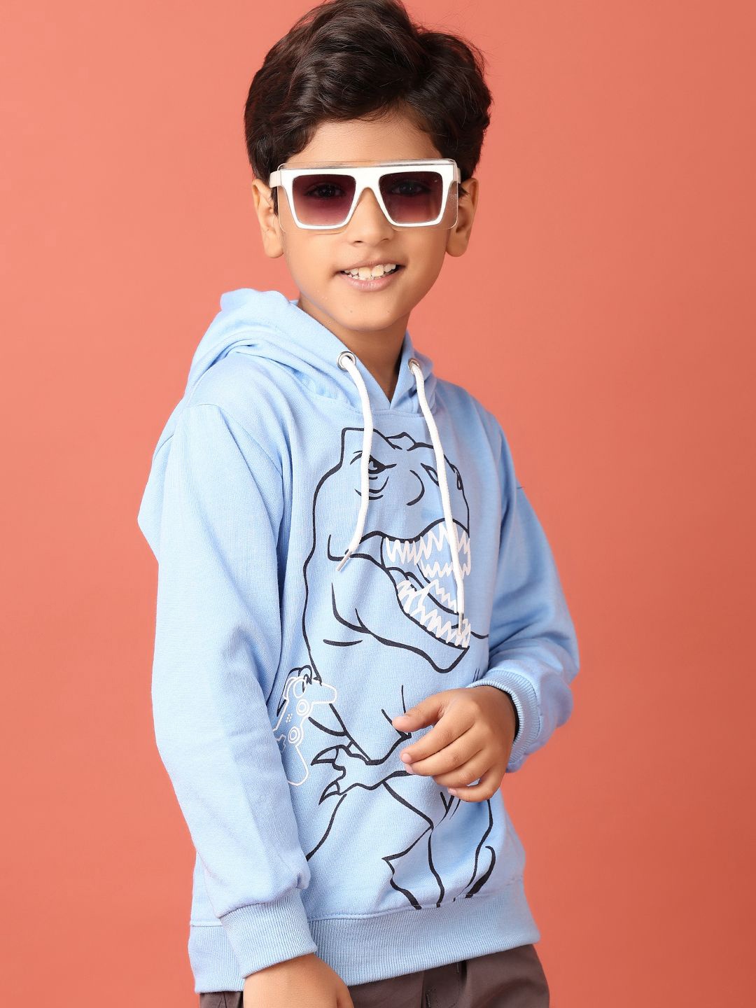 

V-Mart Boys Printed Hooded Pullover Sweatshirt, Blue