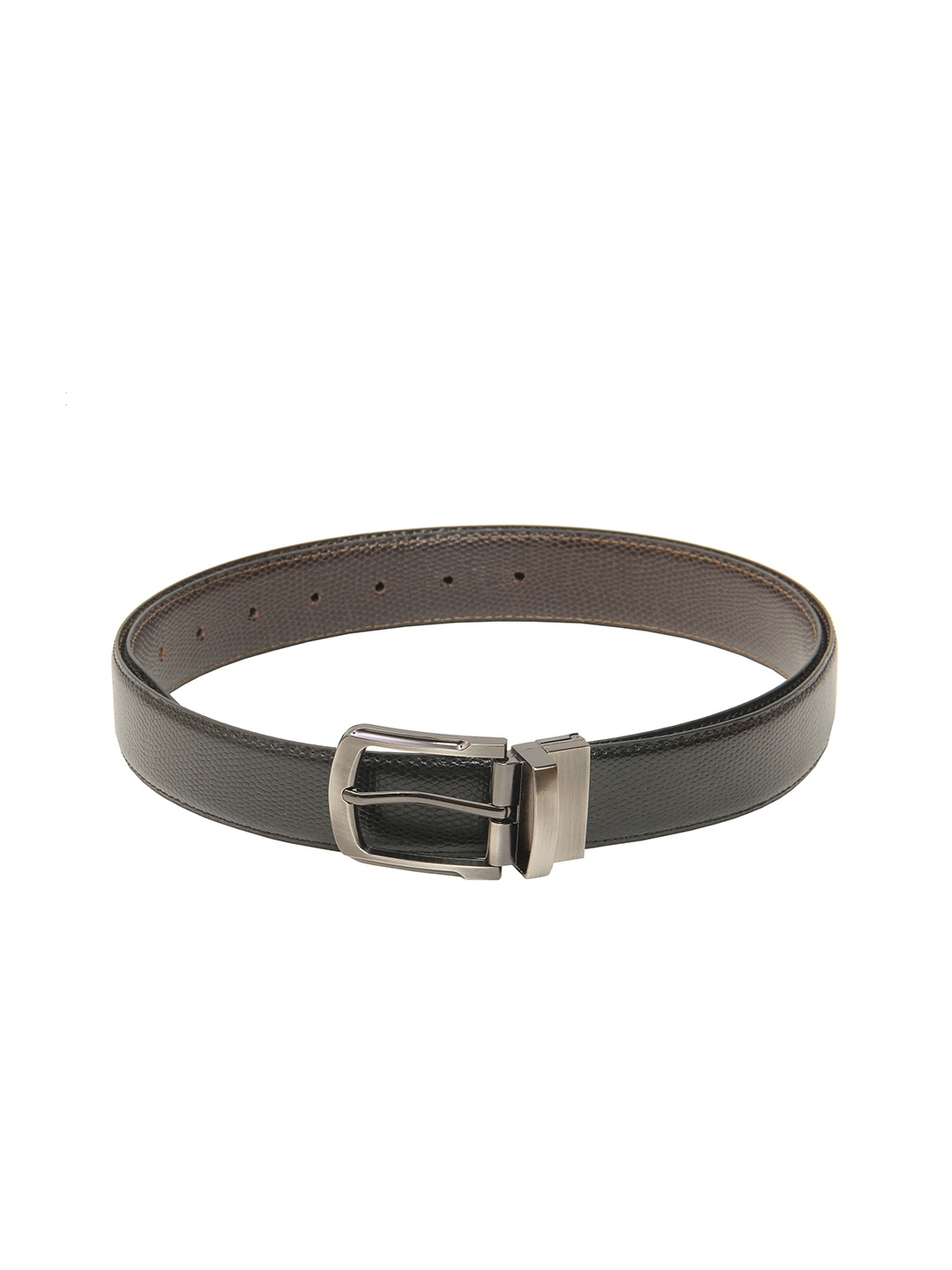 

Cazzano Men Leather Reversible Belt With Buckle Closure, Black