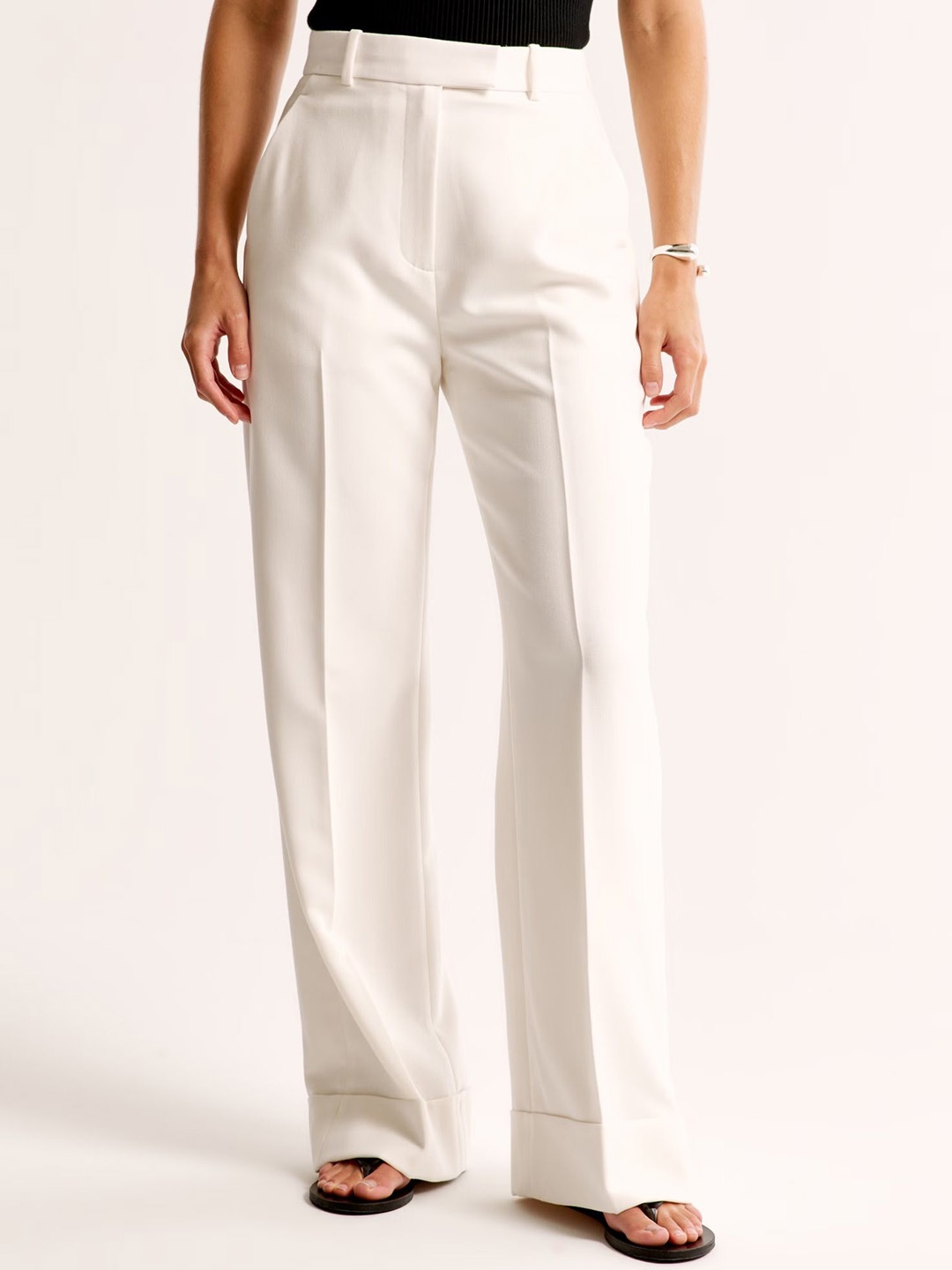 

FNOCKS Women Wide-Leg Tailored Pleated Trousers, White