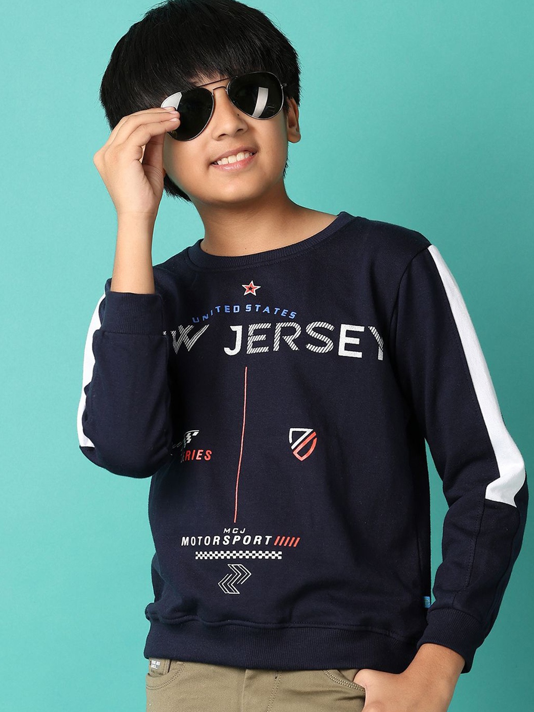 

V-Mart Boys Printed Casual Typography Pullover Sweatshirt, Navy blue