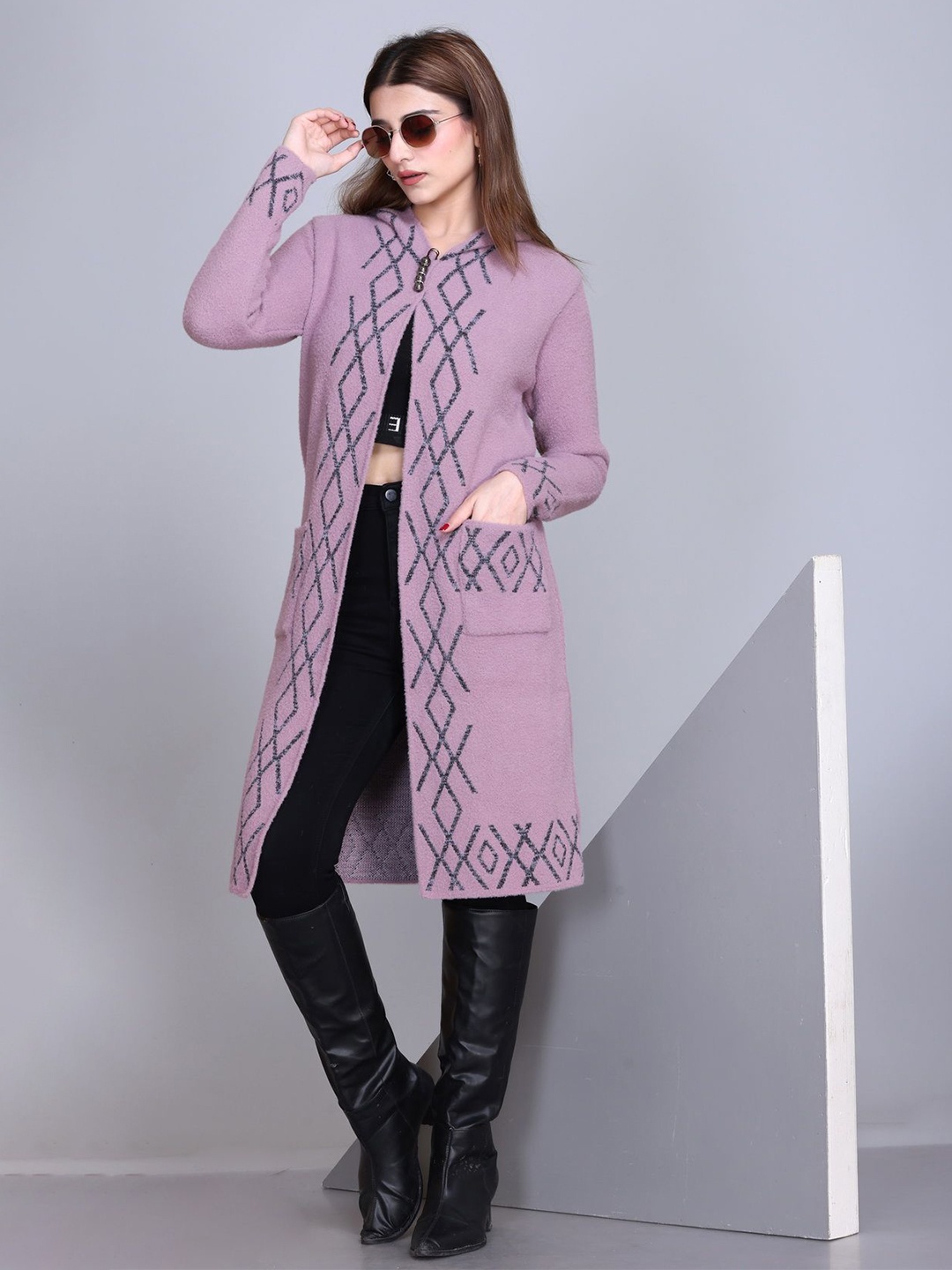 

Winter Wonders Women Woollen Longline, Purple