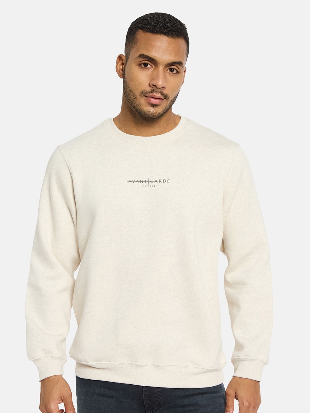 

Octave Men Solid Sweatshirt, Cream