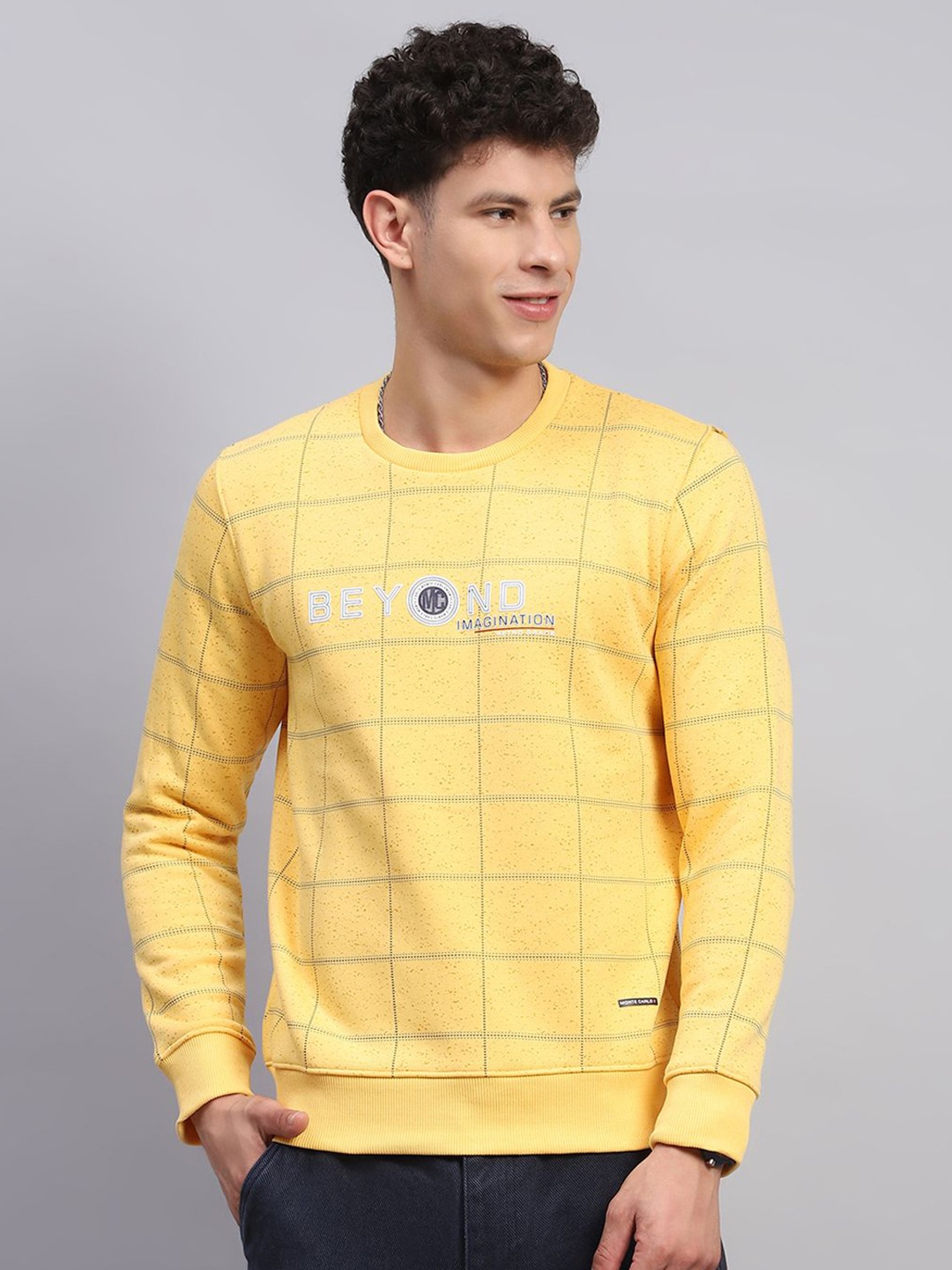 

Monte Carlo Men Printed Cotton Pullover Sweatshirt, Yellow