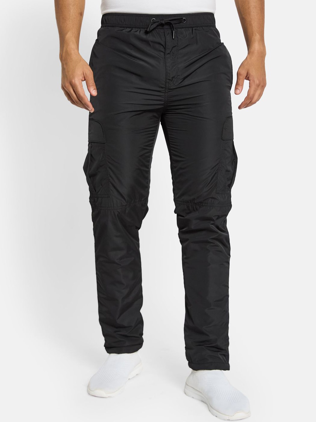 

Octave Men Cotton Mid-Rise Solid Track Pants, Black