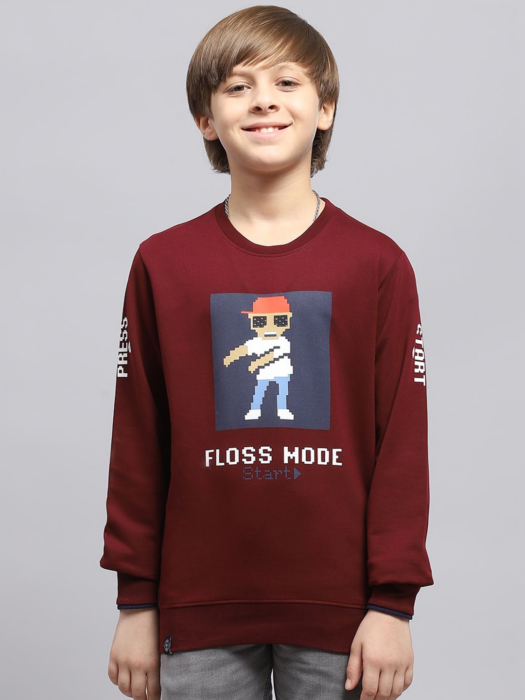 

Monte Carlo Boys Graphic Printed Cotton Sweatshirt, Maroon