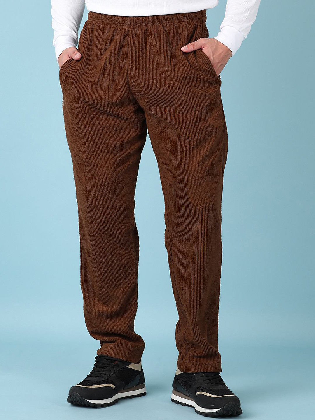 

V-Mart Men Mid-Rise Cotton Track Pant, Brown