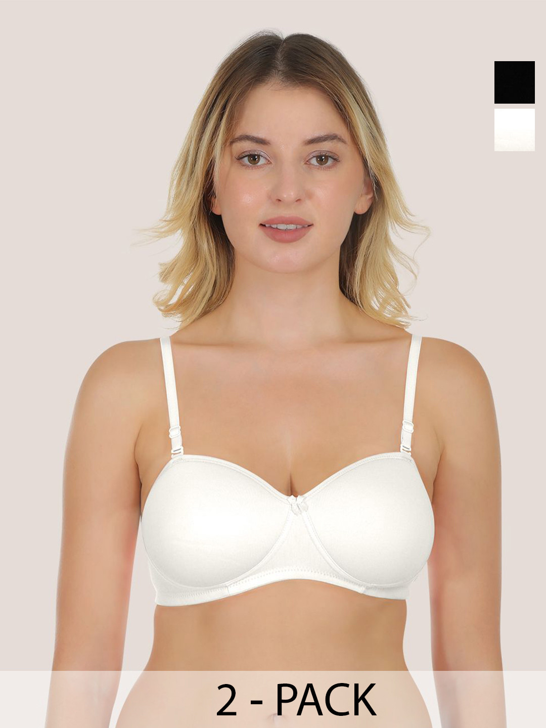 

POOJA RAGENEE Women Pack Of 2 Full Coverage Bra, Black