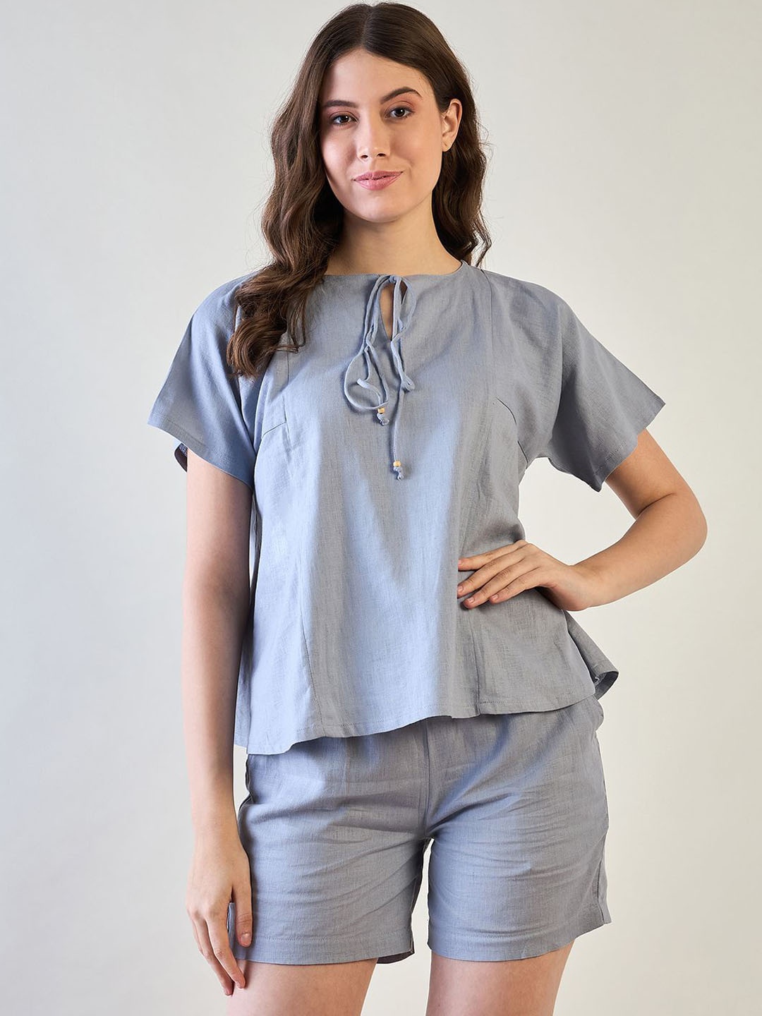 

The Kaftan Company Solid Women Night suit, Blue