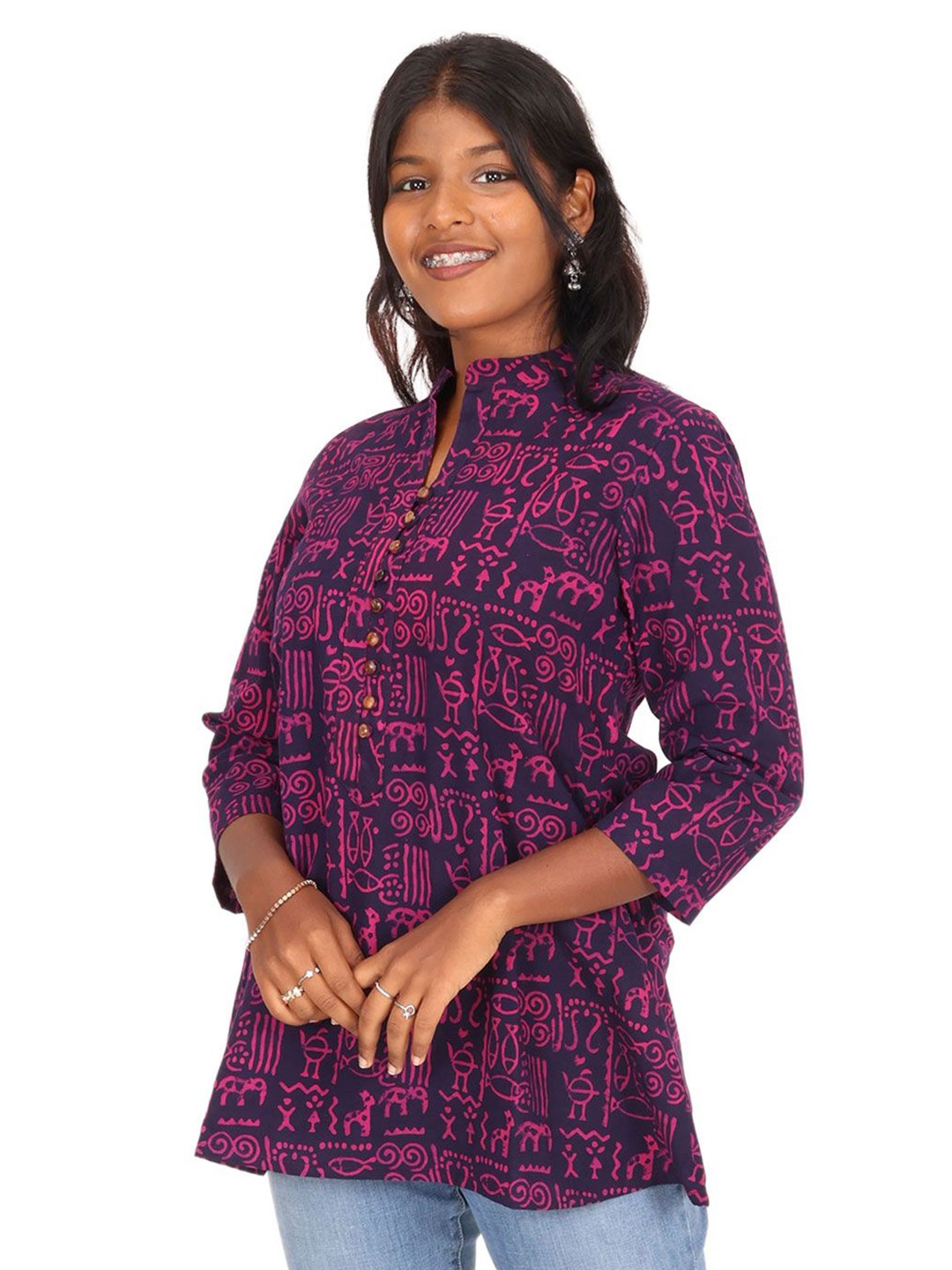

Avishya Women Abstract Printed Pure Cotton Kurti, Purple