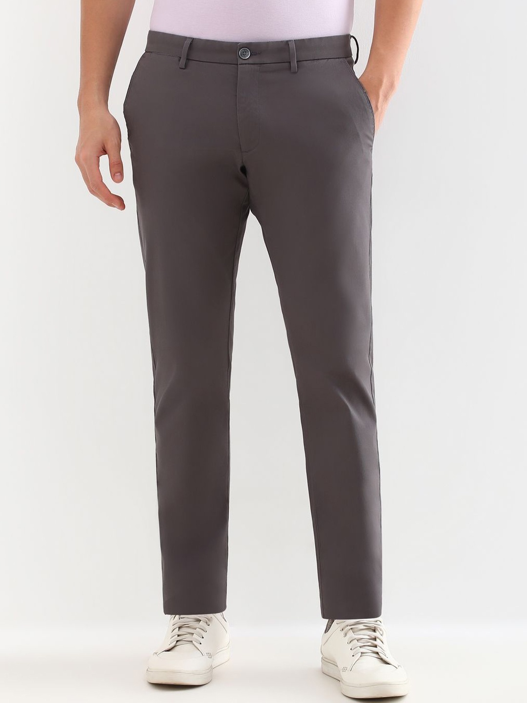 

Allen Solly Men Cotton Slim Fit Trousers, Grey