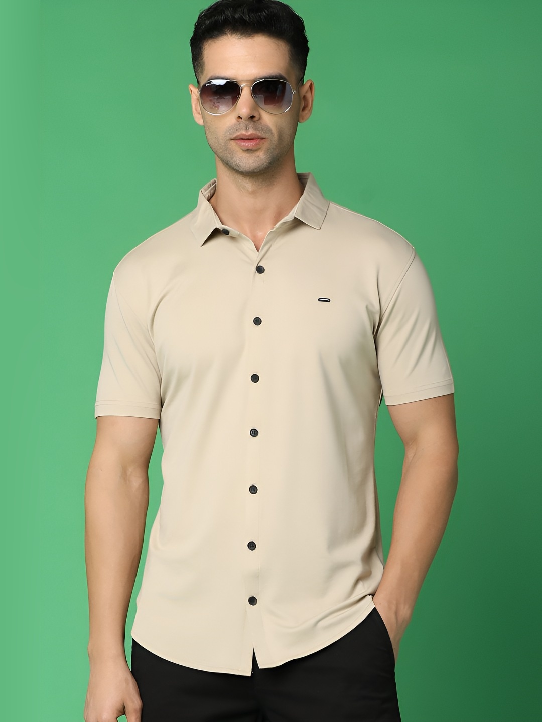 

V-Mart Men Henley Neck Slim Fit T-shirt, Beige