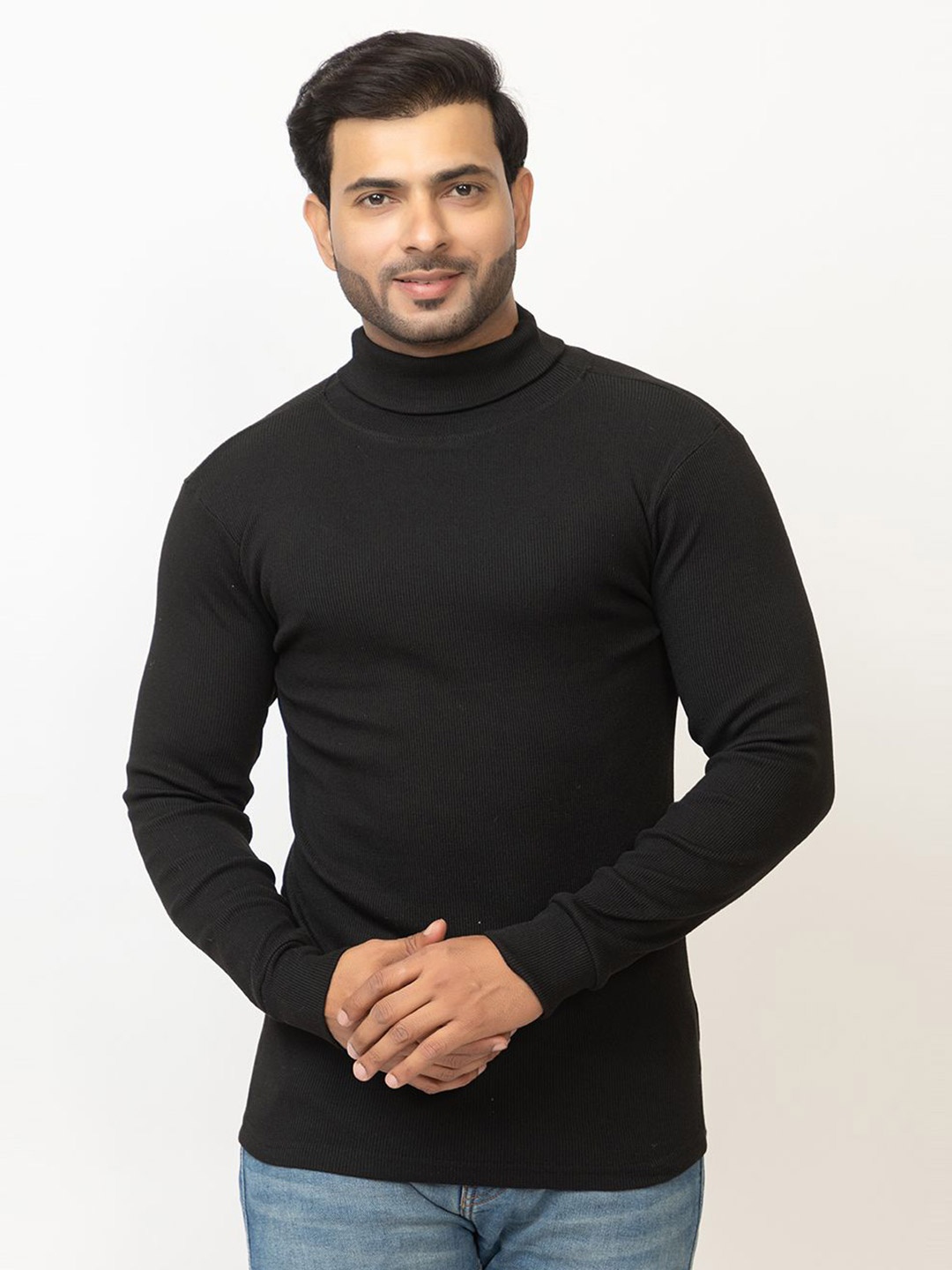

GEE 5 Men Turtle Neck Pullover Sweaters, Black