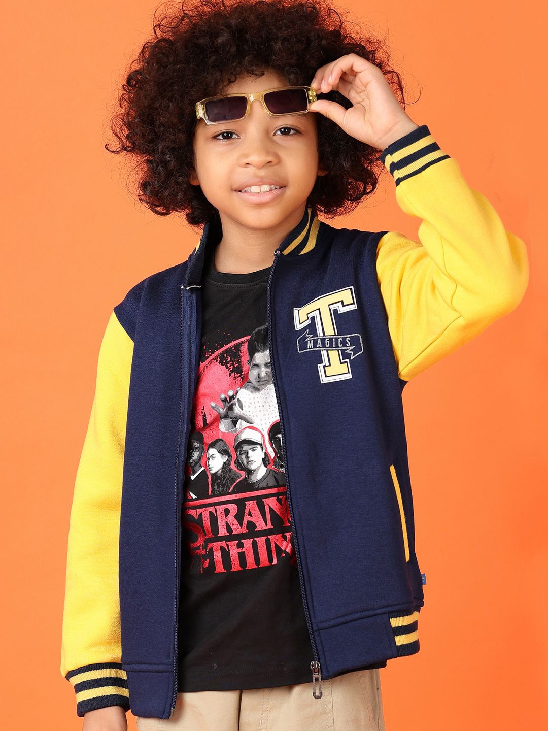 

V-Mart Boys Printed Mandarin Collar Sweatshirt, Blue
