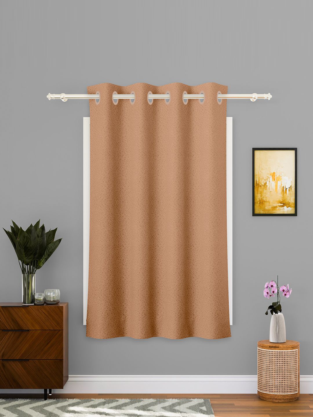 

Kuber Industries Gold-Toned Self Design Cotton Window Curtain