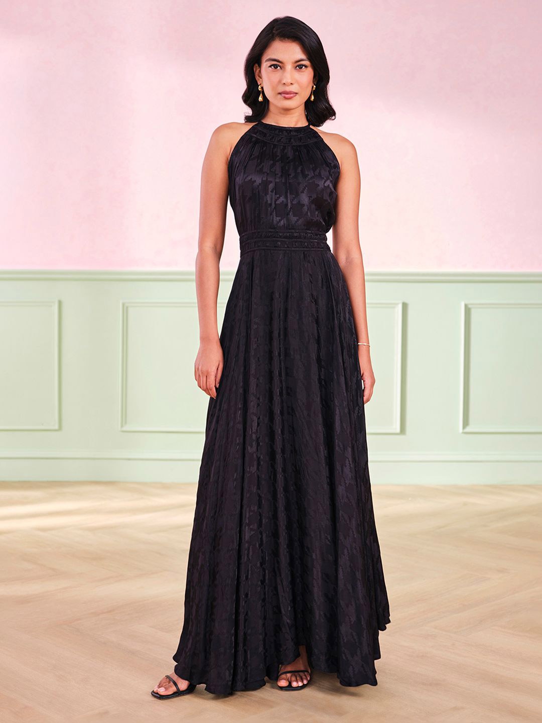 

AND Women Halter Neck Maxi Dress, Black