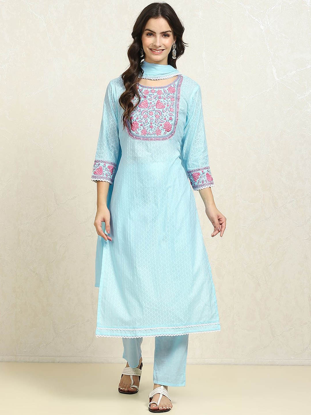 

Biba Woven Design Pure Cotton Unstitched Dress Material, Blue