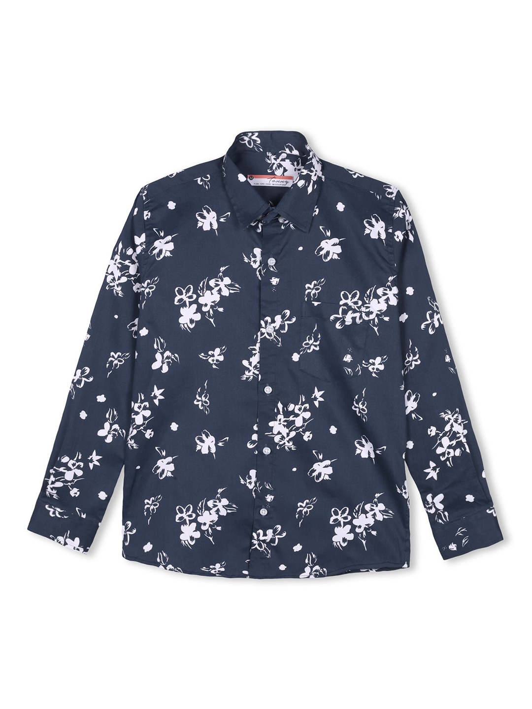 

BAESD Boys Floral Opaque Printed Casual Shirt, Navy blue