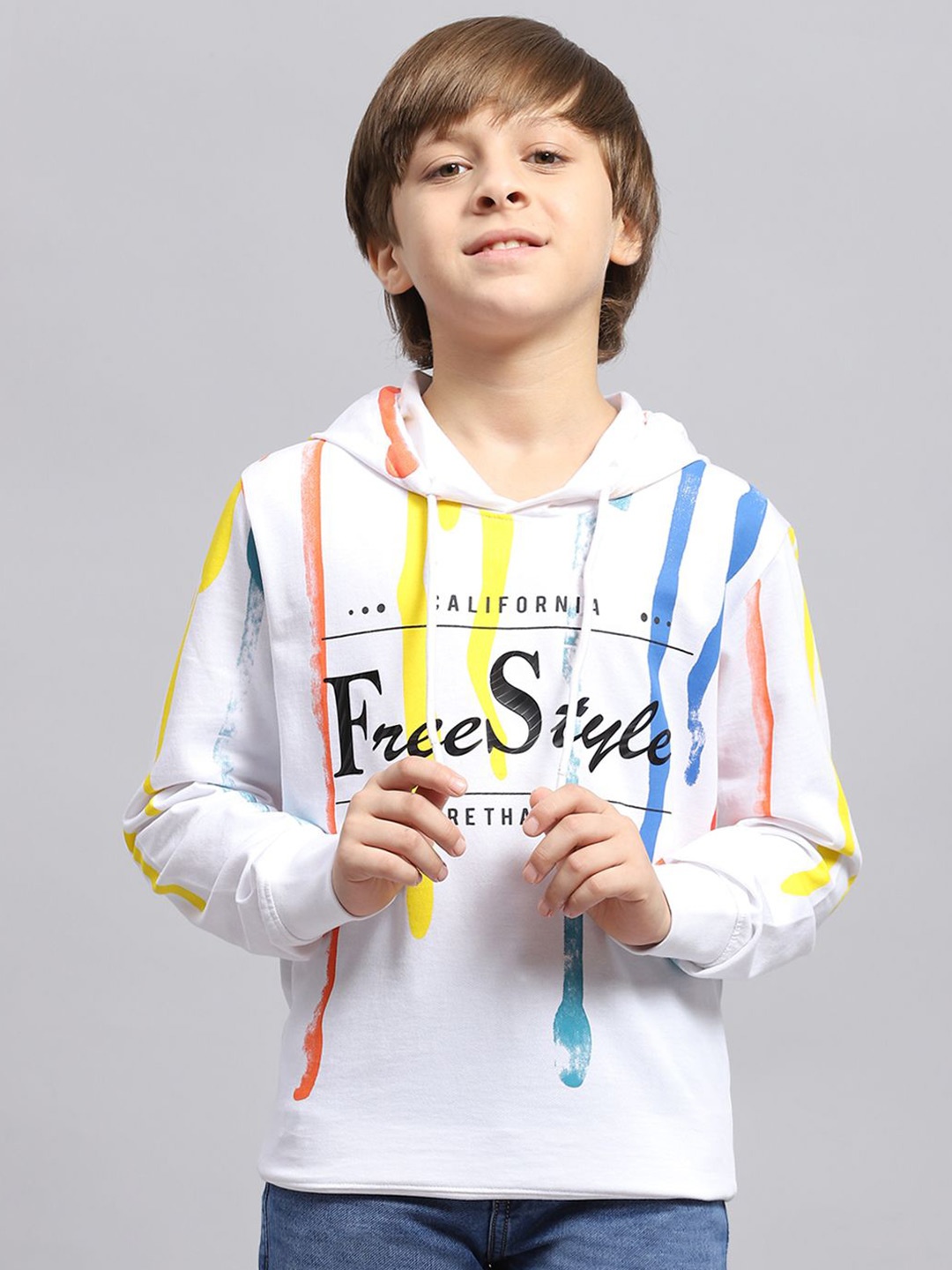 

Monte Carlo Boys Printed Hooded Cotton Sweatshirt, White