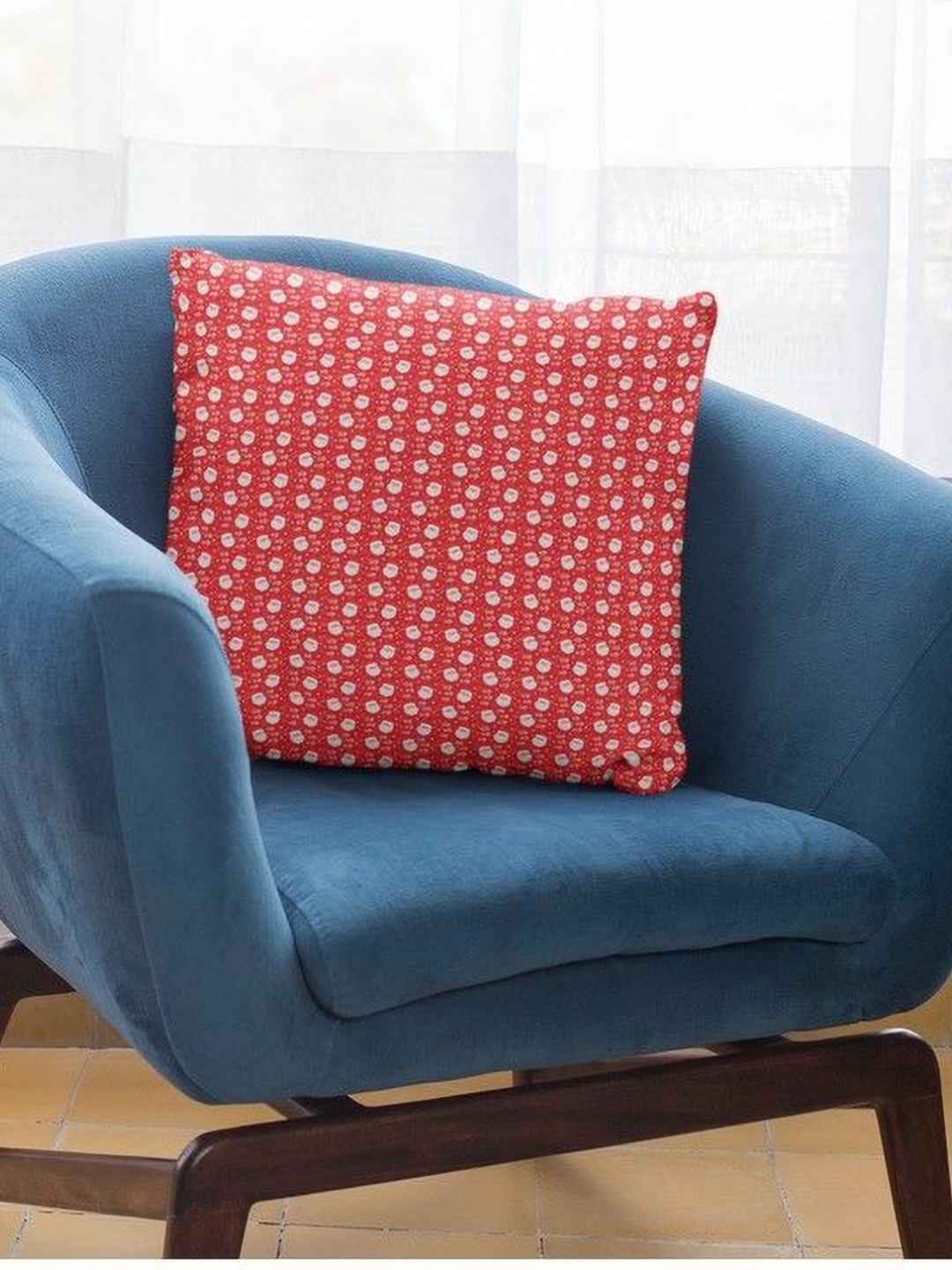 

THEYAYACAFE Red & White Geometric Velvet Square Cushion Covers