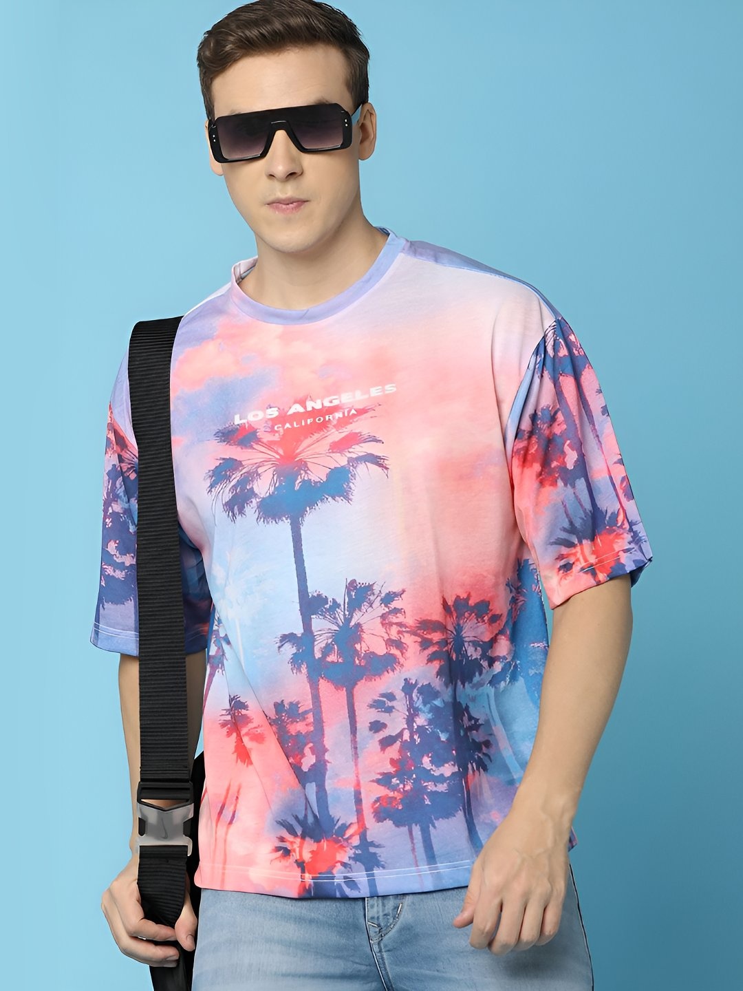 

V-Mart Men Floral Printed Round Neck Cotton T-shirt, Pink