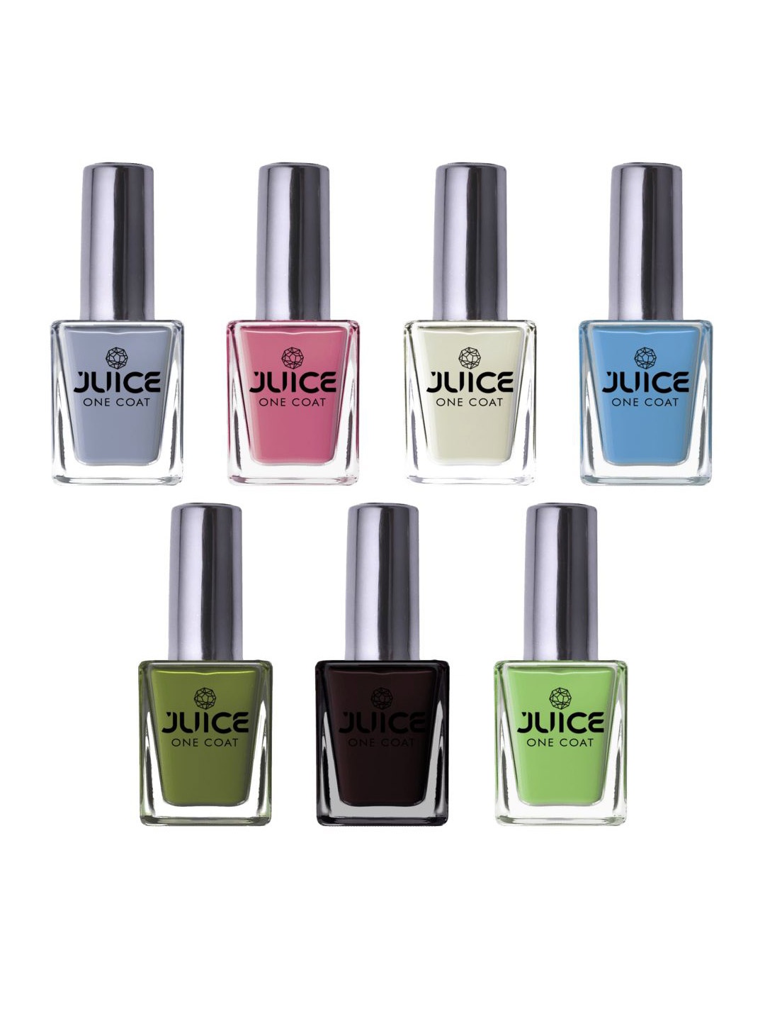 

JUICE Set of 7 One Coat Long Lasting Quick Dry Nail Polish - 11 ml each, Multi