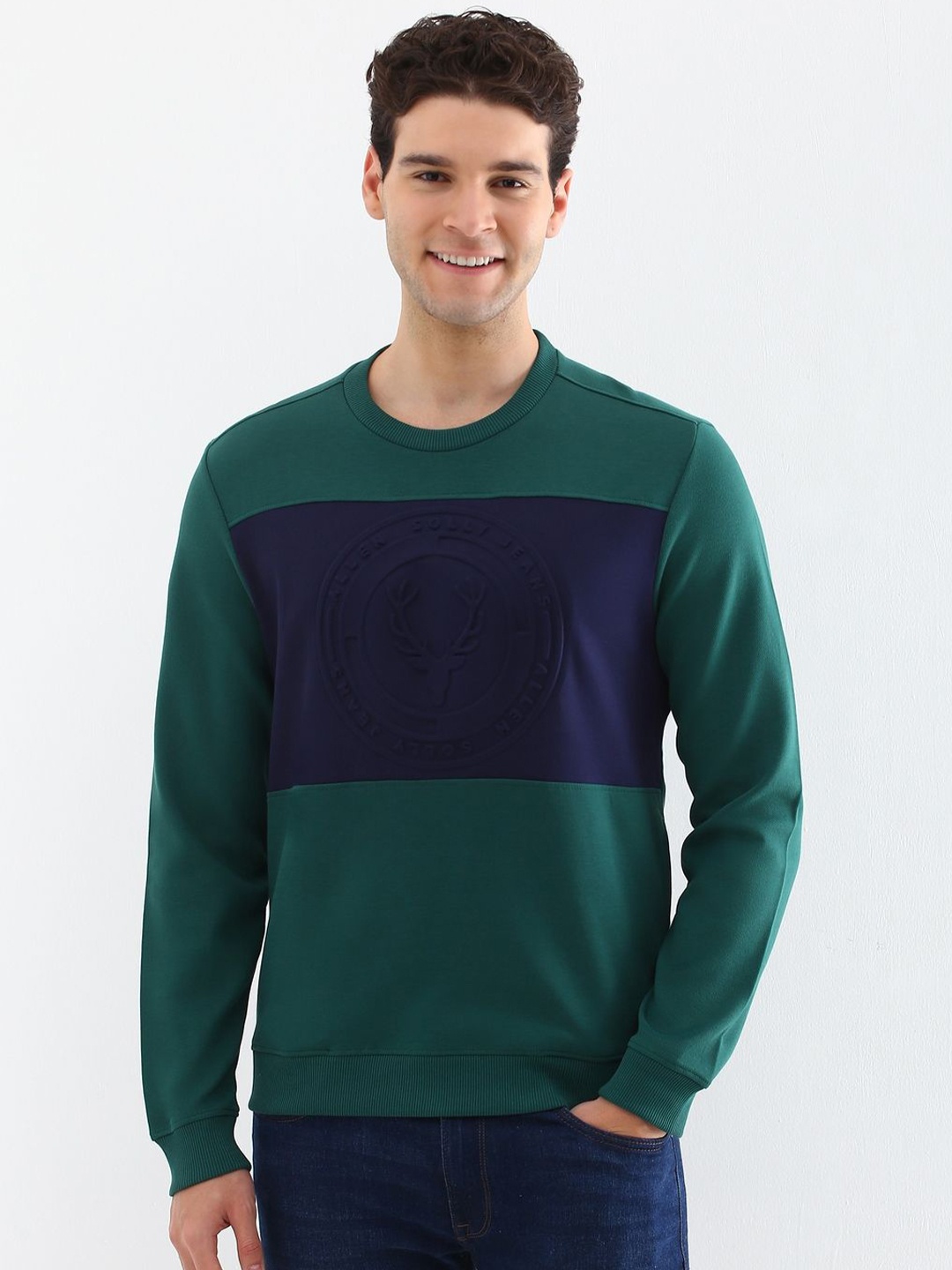 

Allen Solly Men Colourblocked Casual Sweatshirt, Green