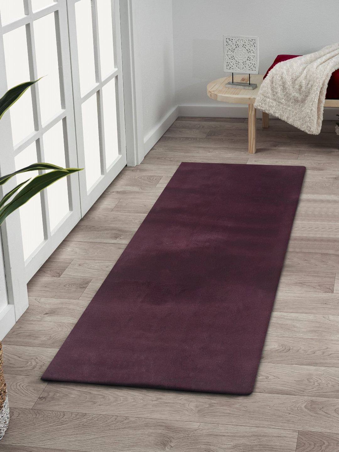 

OBSESSIONS Burgundy Shaggy Bedside Runner
