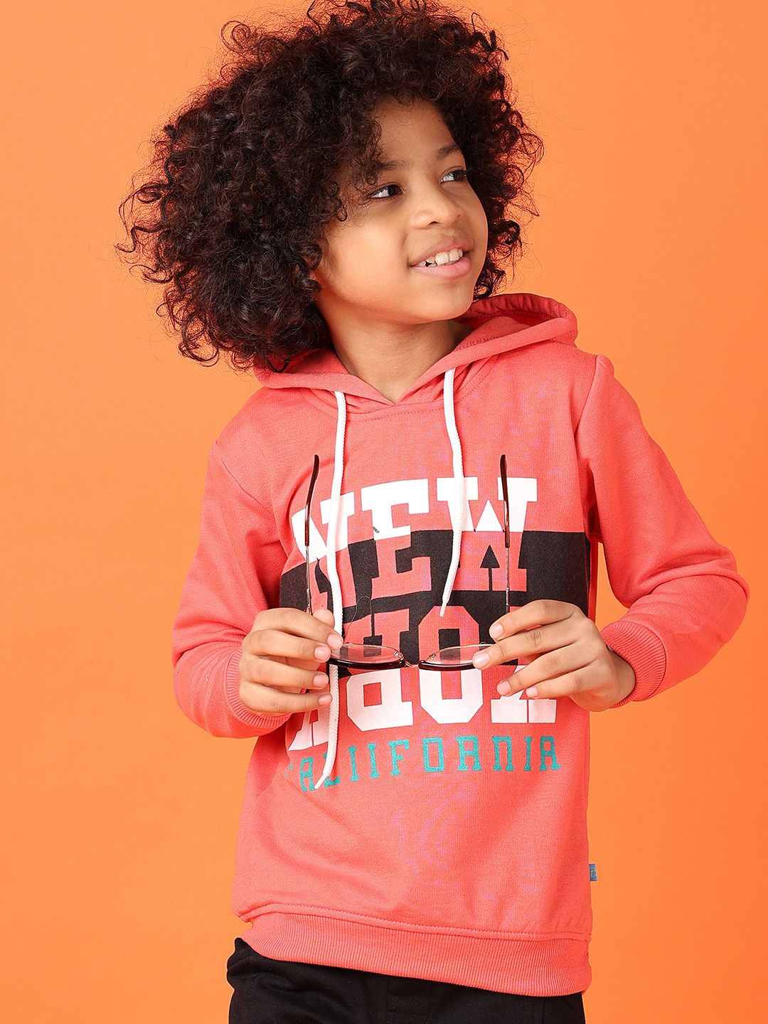 

V-Mart Boys Printed Hooded Pullover Sweatshirt, Red