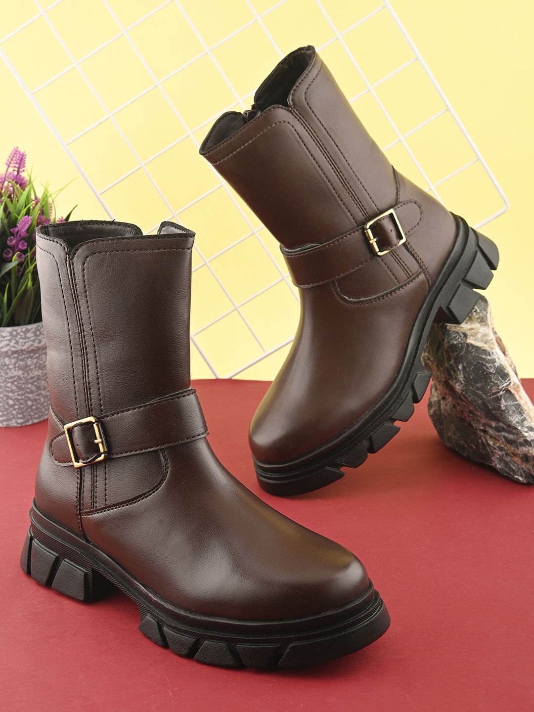 

The Roadster Lifestyle Co Women High Top Boots, Brown
