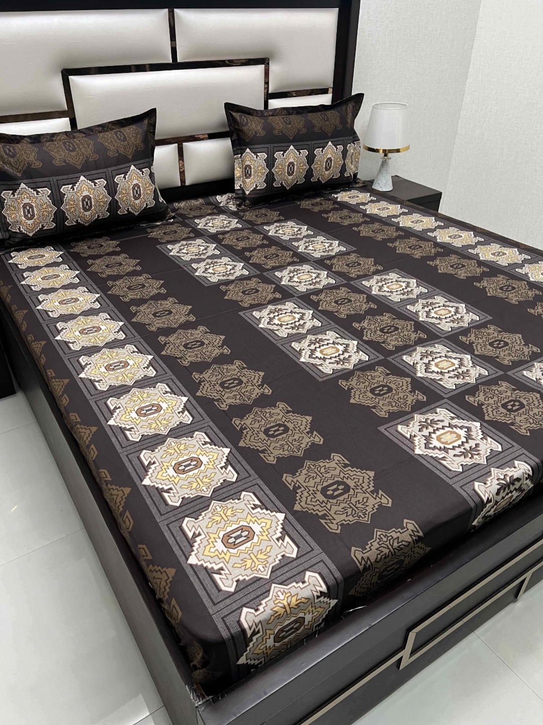 

Pure Decor Cotton Queen Size Double Bed Bedsheet With 2 Pillow Covers 2.28m X 2.54m, Brown