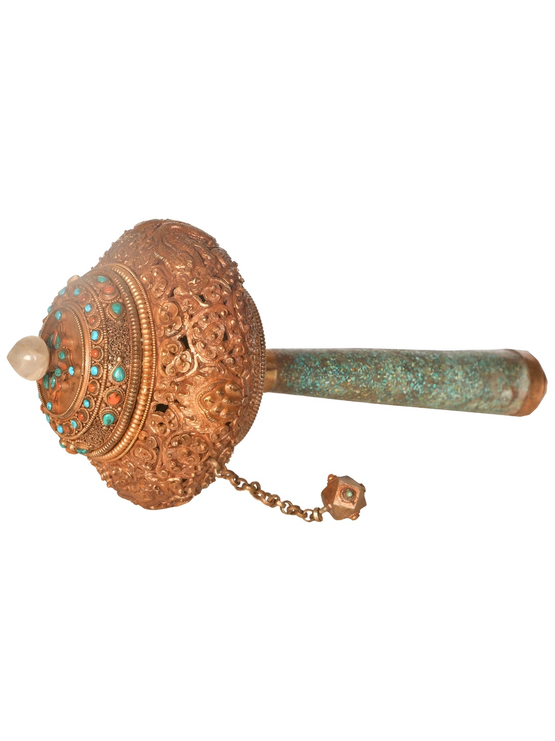 

Exotic India Gold-Toned Prayer Wheel Religious Idol Showpiece