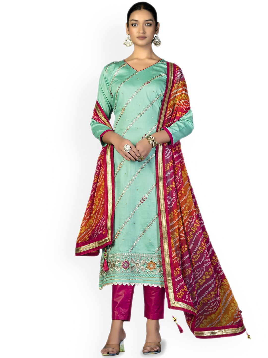 

Maroosh Embroidered Unstitched Dress Material, Green