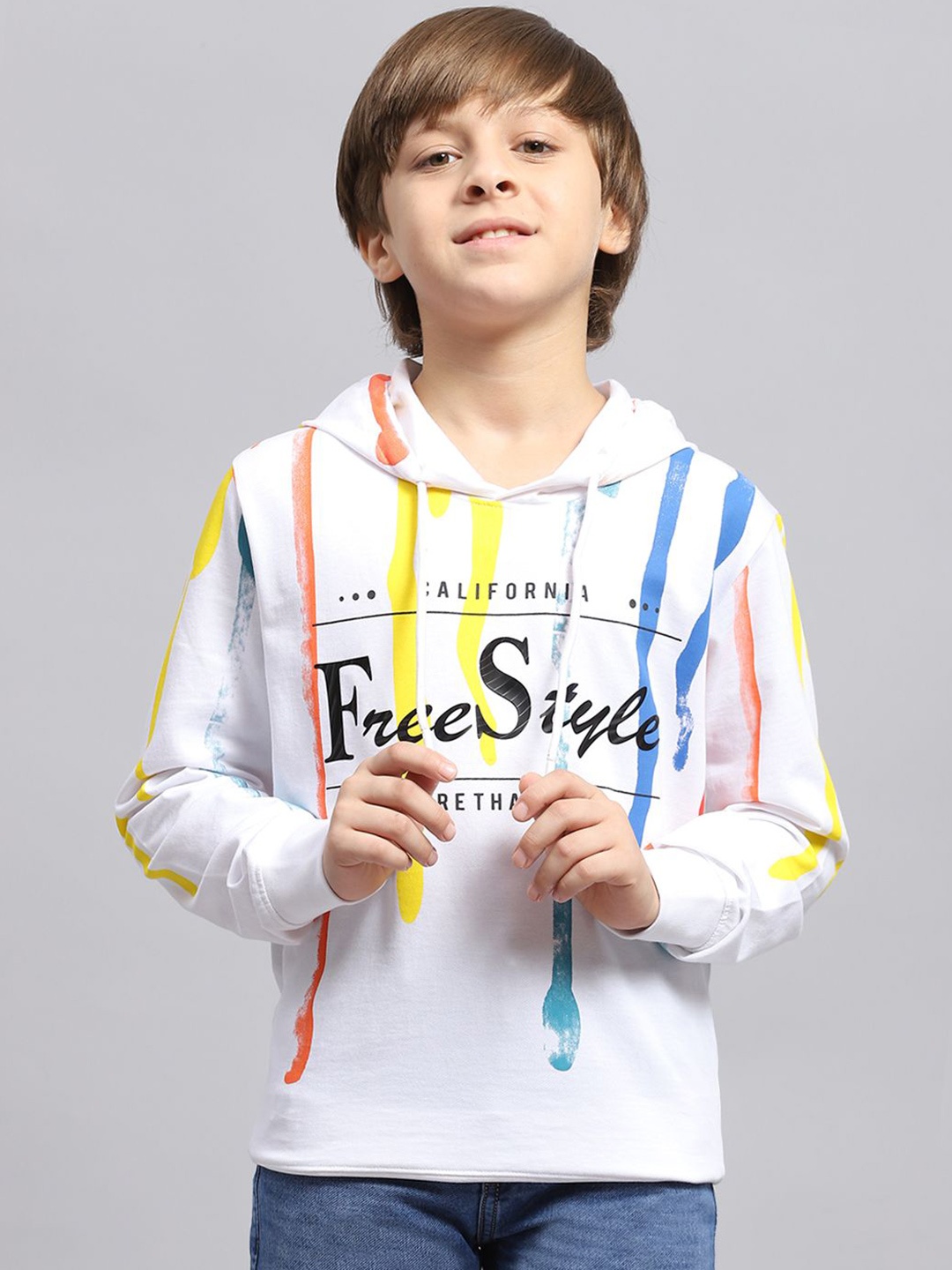 

Monte Carlo Boys Printed Cotton Hooded Sweatshirt, White