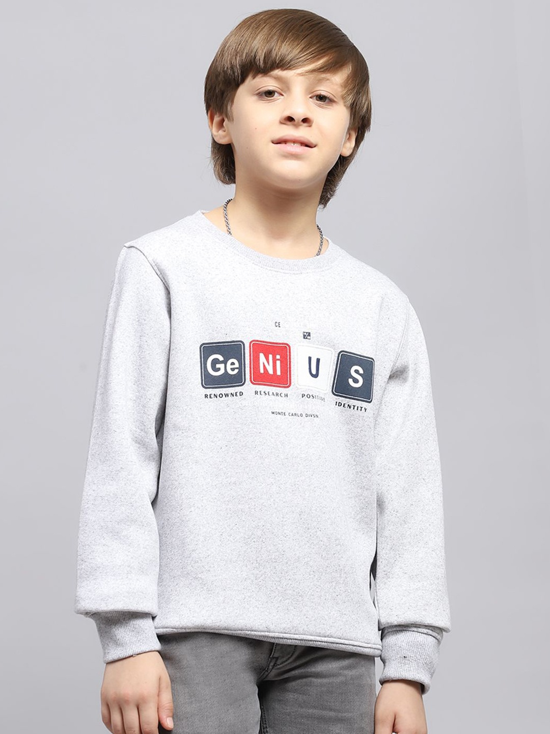 

Monte Carlo Boys Printed Cotton Sweatshirt, Grey