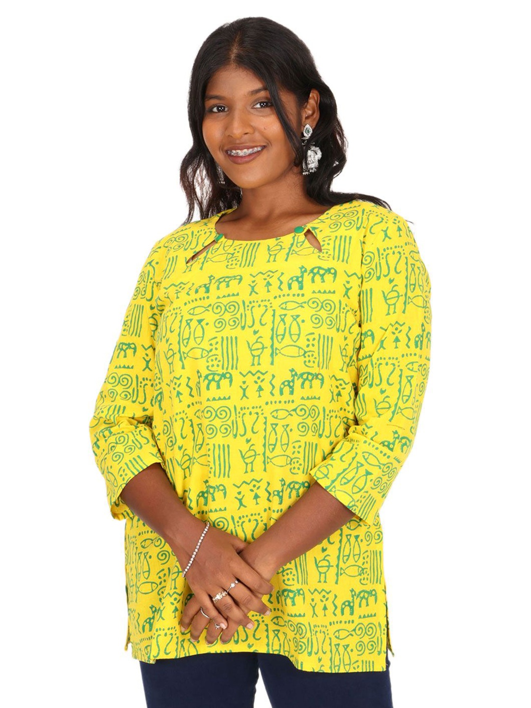 

Avishya Women Gamthi Printed Pure Cotton Kurti, Yellow