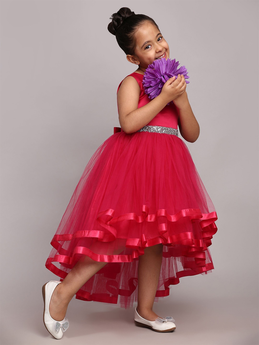 

Toy Balloon kids Girl Applique Net Fit & Flare Dress, Magenta