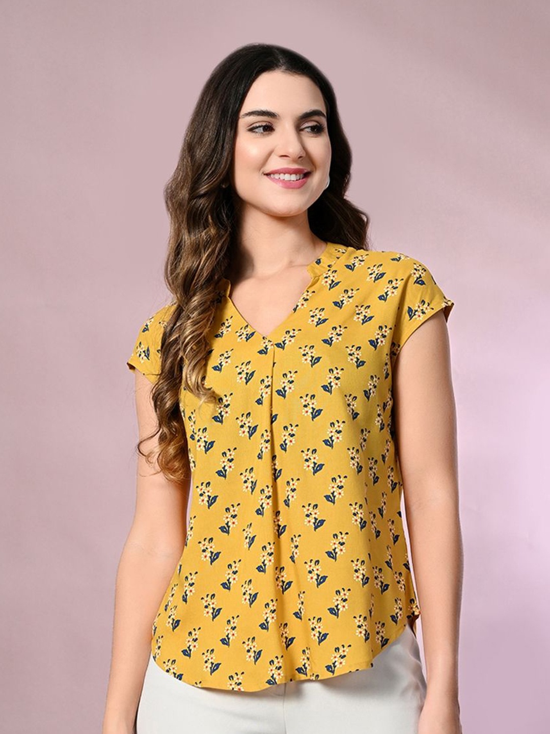 

PRETTY LOVING THING Women Print Top, Yellow