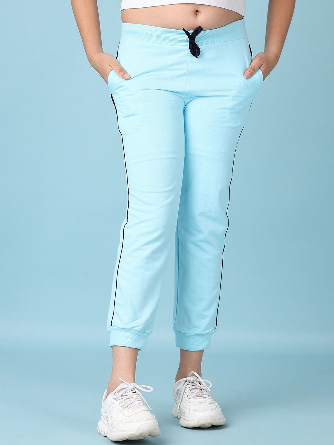 

V-Mart Girls Solid Track Pants, Blue