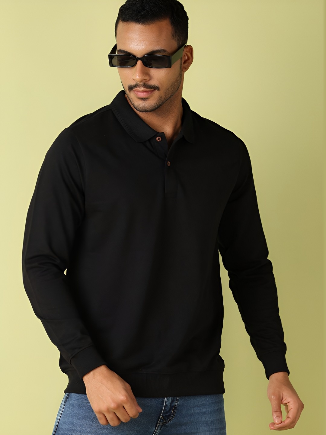 

V-Mart Men Polo Collar T-shirt, Black