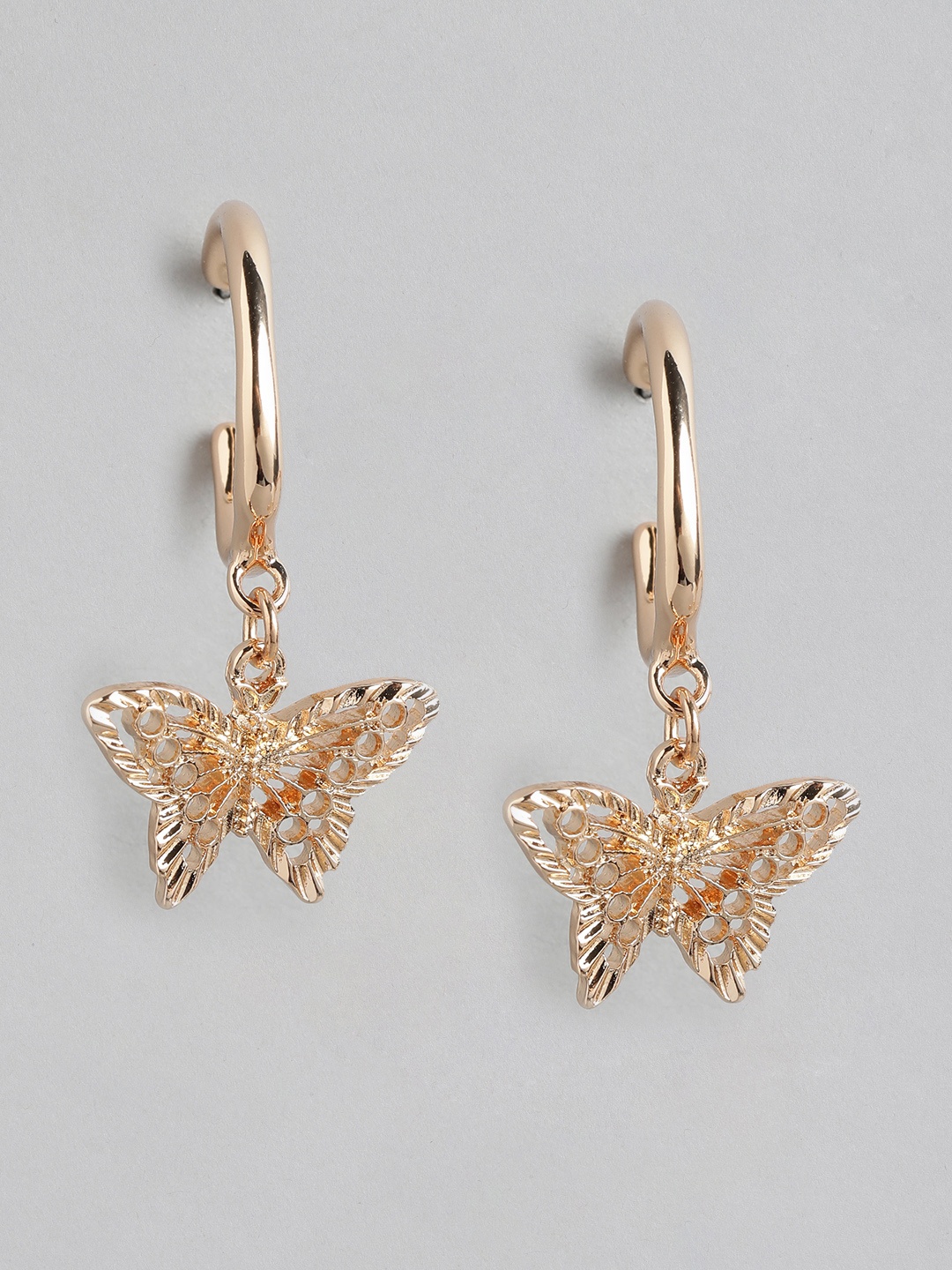 

Forever New Gold-Plated Butterfly Shaped Half Hoop Earrings