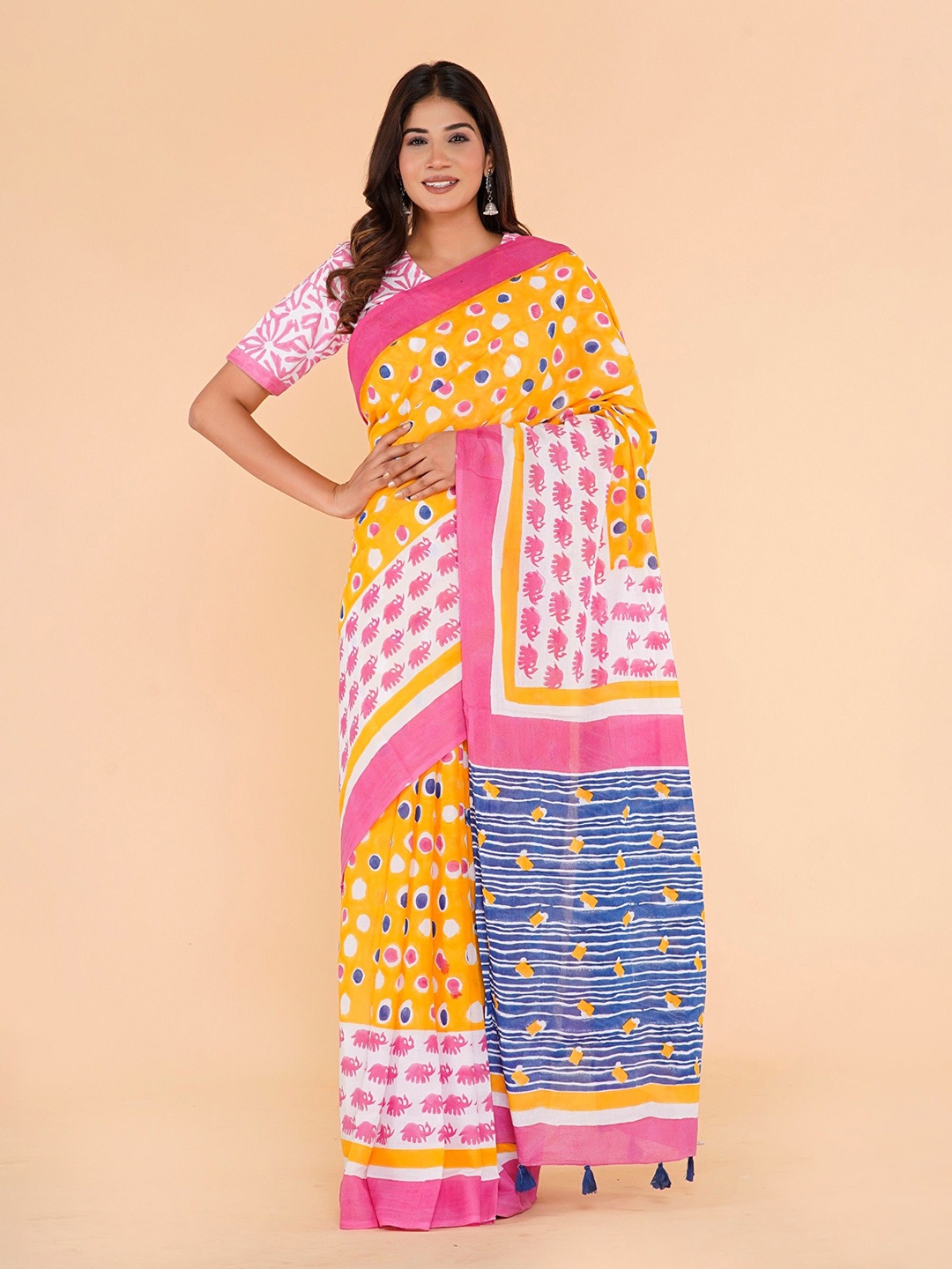 

Shivanya Handicrafts womens Cotton Saree, Yellow