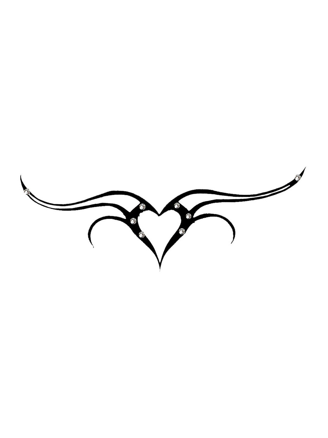 

Comet Busters Handcrafted Temporary Studded Body Jewel Heart Tattoo, Black