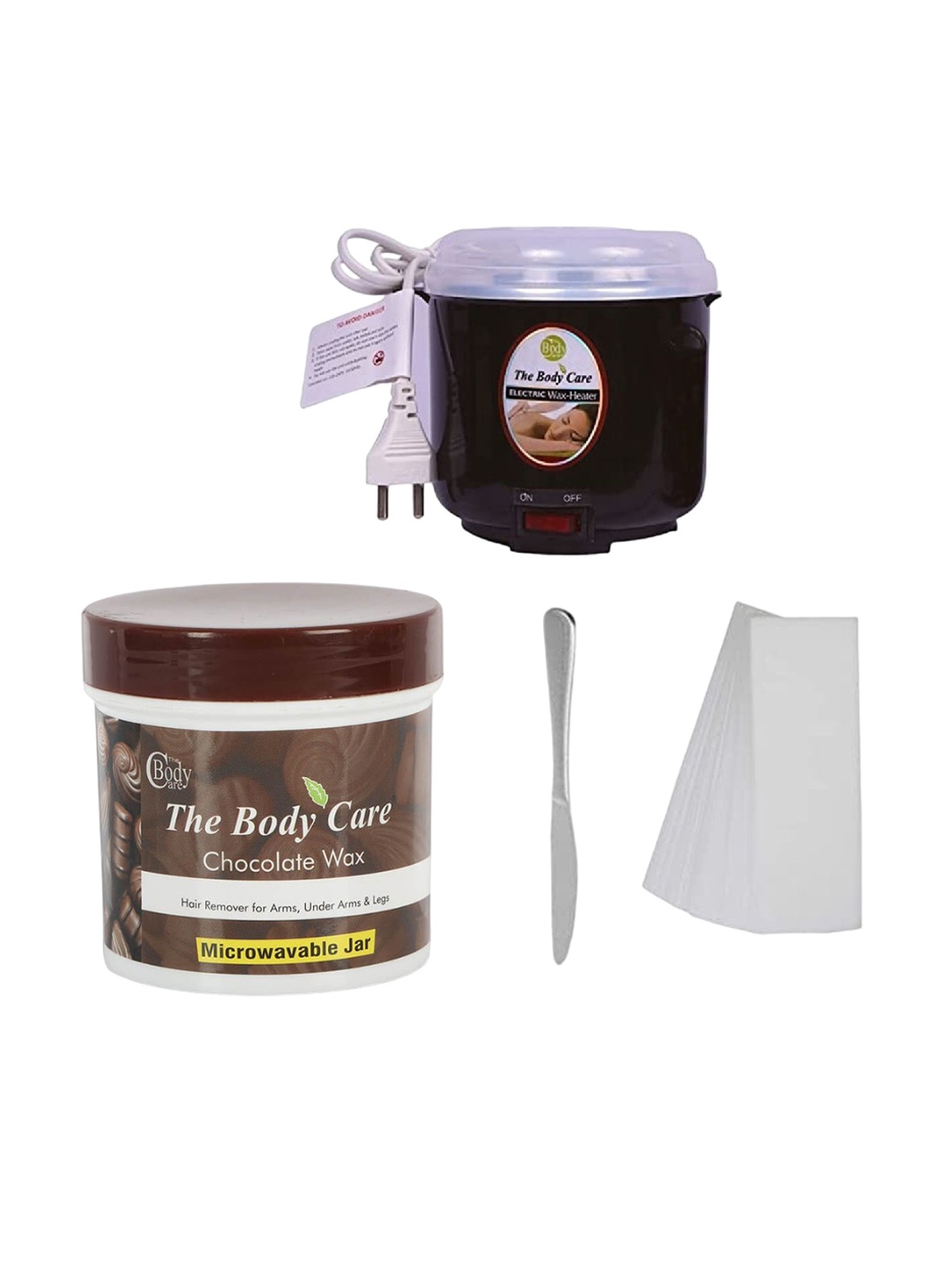 

The Body Care Chocolate Wax With Strips, Heater & Spatula - 200 g, Brown