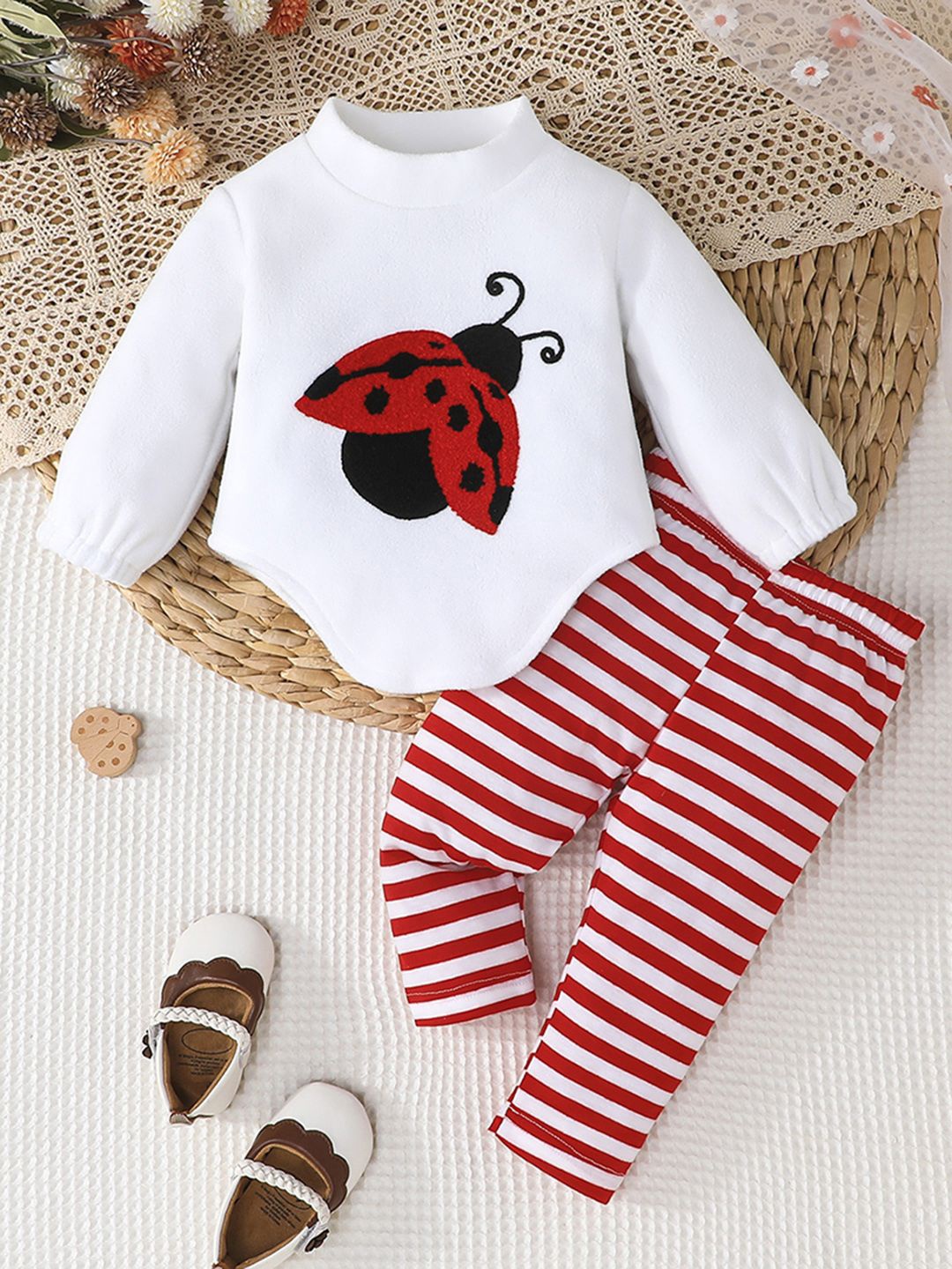 

INCLUD Girls Embroidered T-shirt with Trouser Clothing Set, White