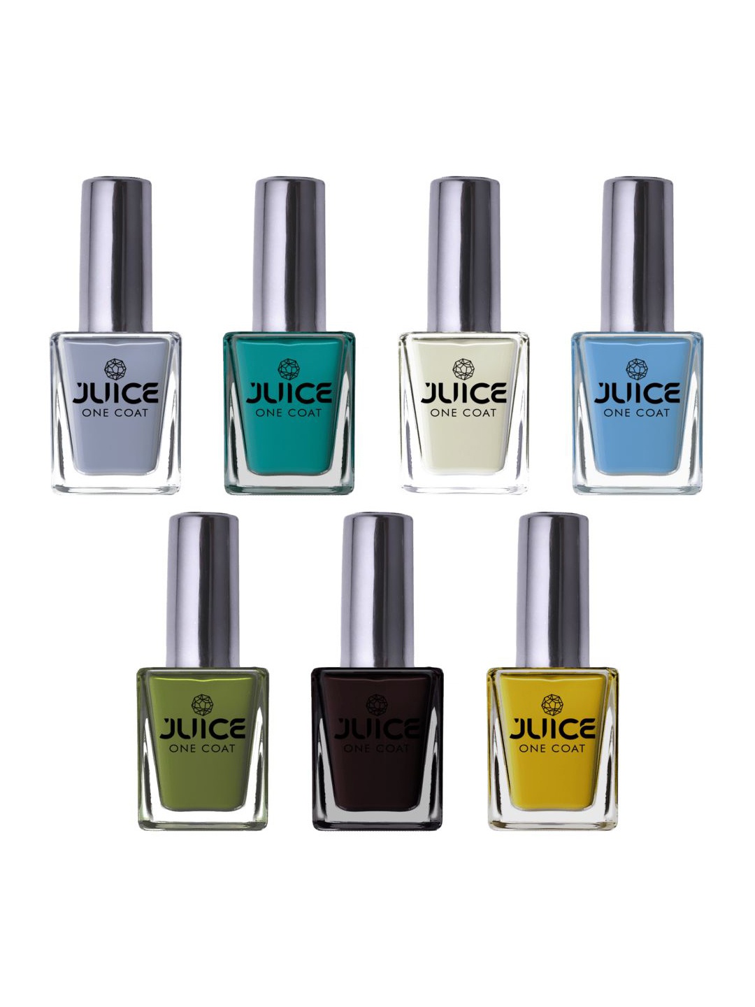 

JUICE Set Of 7 One Coat Nail Paints - 11 ml Each - X01- X02-X03- X25 - X26 - X27 - X28, White